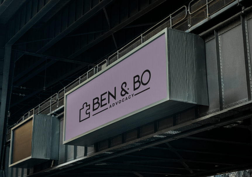 Ben & Bo brand on large-format building signage