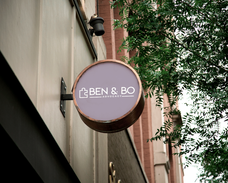 Ben & Bo hanging storefront sign