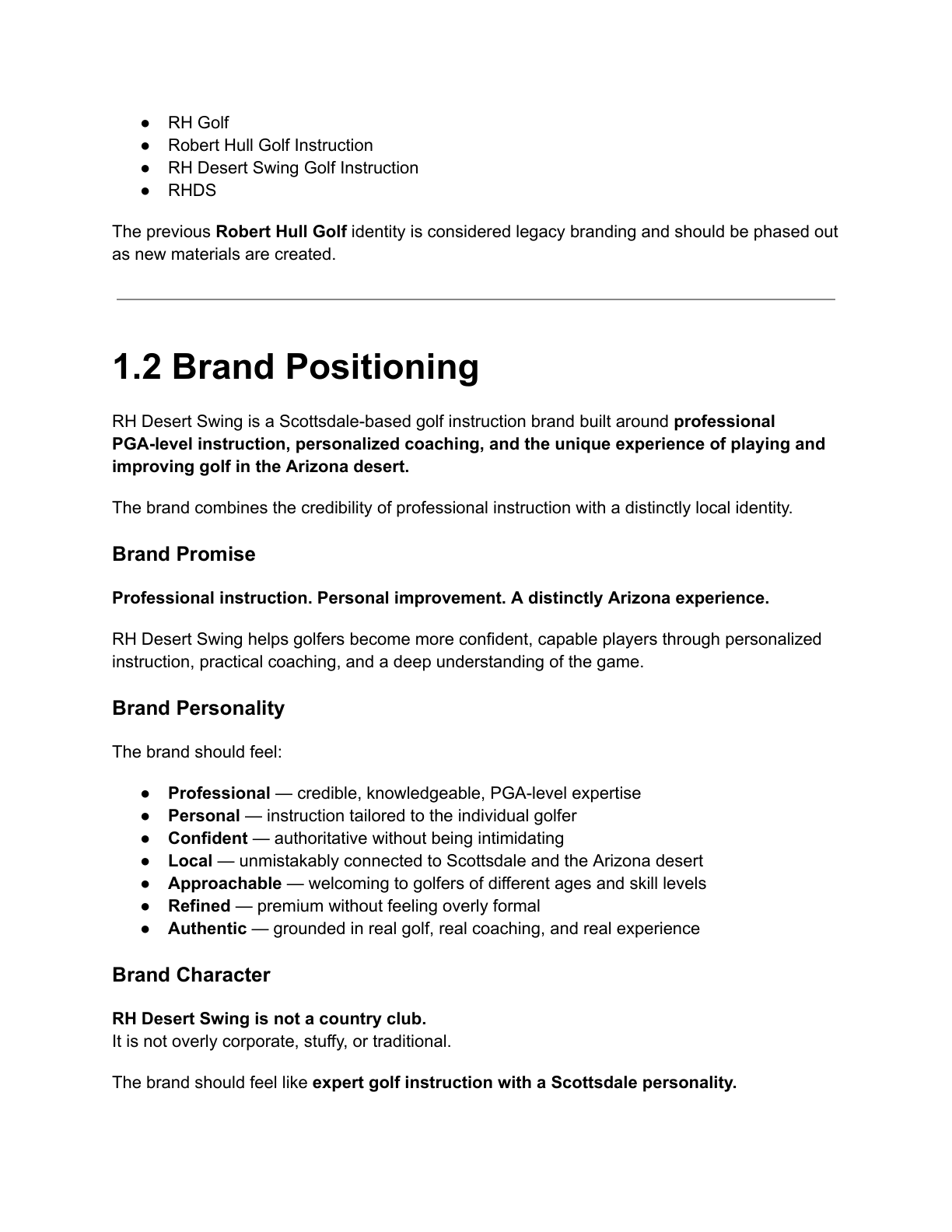 Brand guidelines page — brand identity
