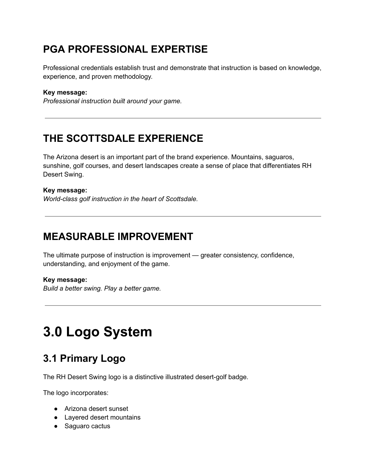 Brand guidelines page — color and type