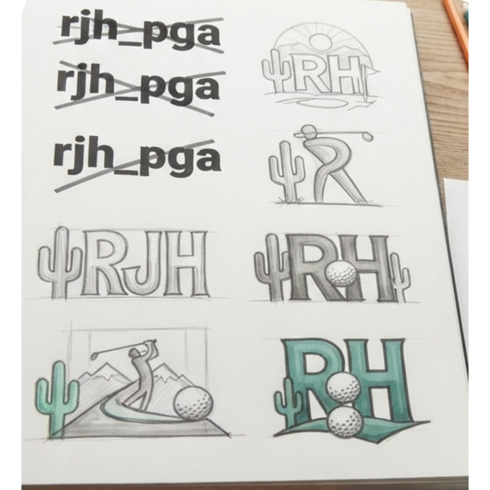 Logo and typography exploration for the RH monogram