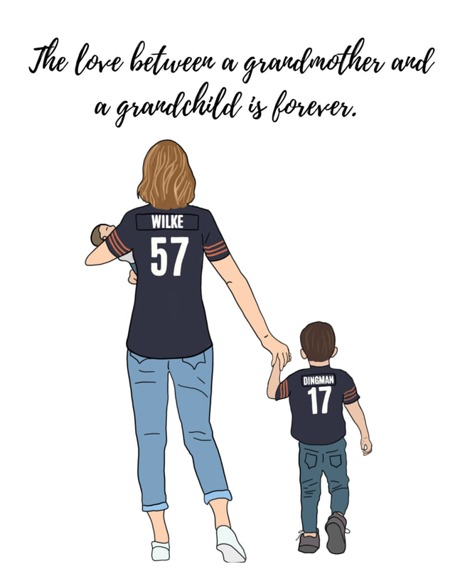 Grandmother and grandchild illustration