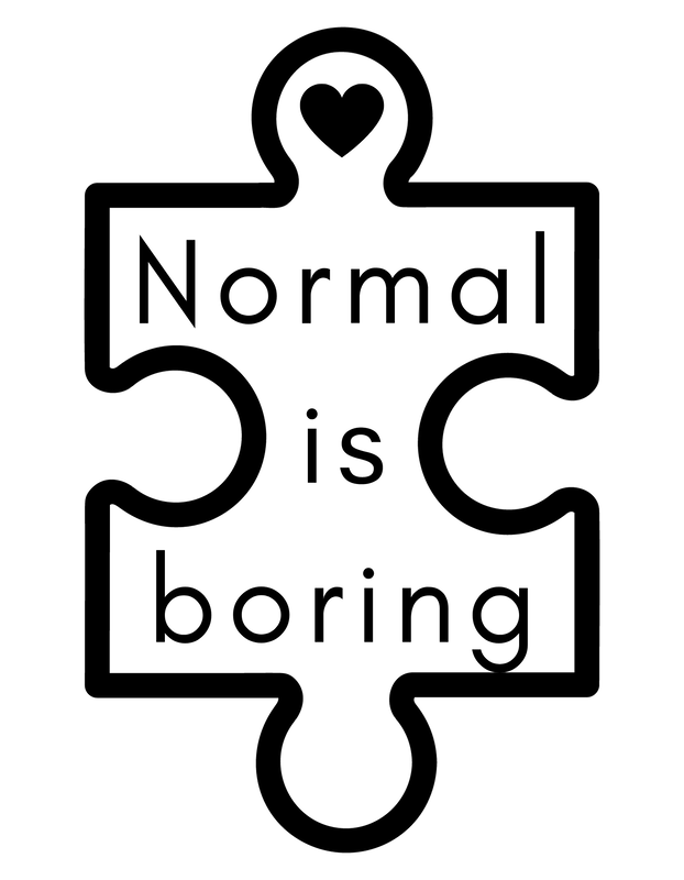 Normal is boring puzzle-piece graphic