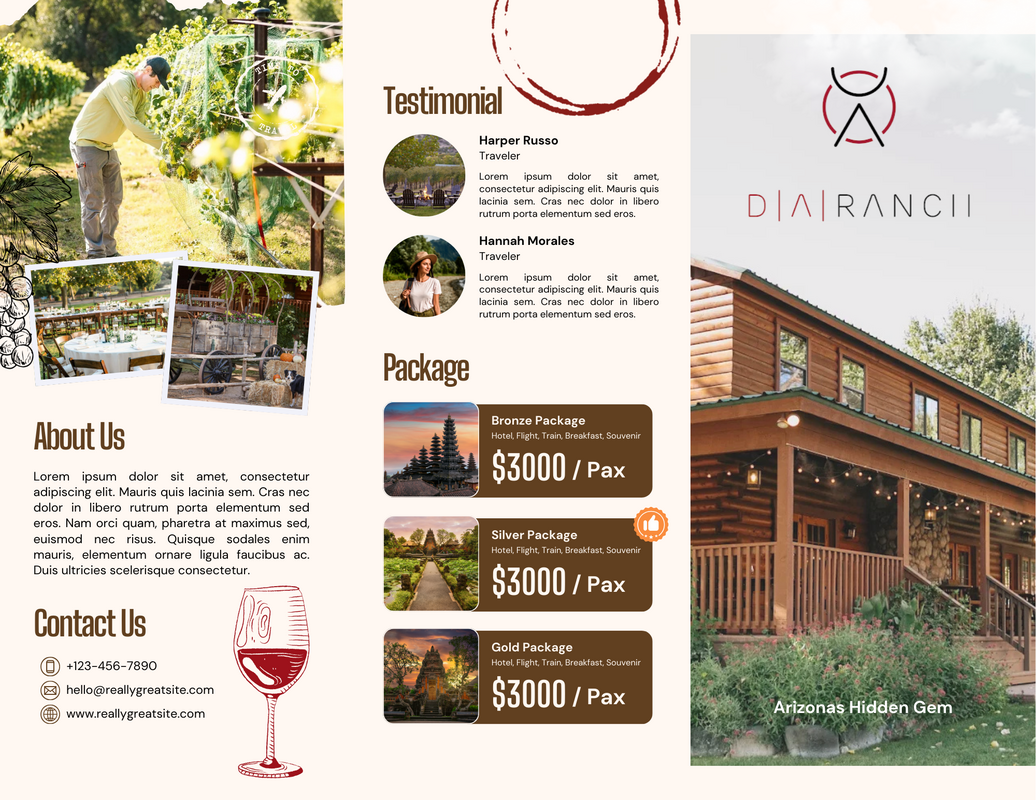 Dia Ranch trifold travel brochure