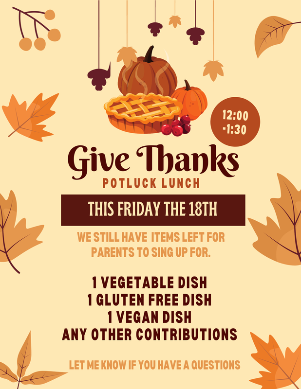 Thanksgiving potluck event flyer